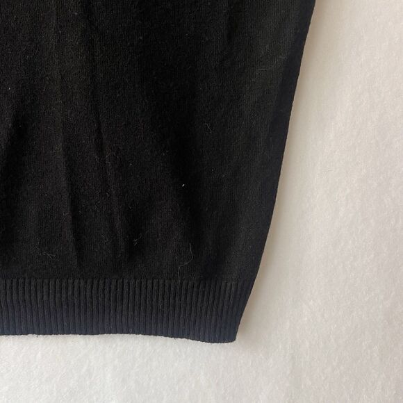 Aaeda Cap Sleeve Black V-Neck Knit Top Floral Aplique Boho Chic Soft Women’s XL - Picture 9 of 15